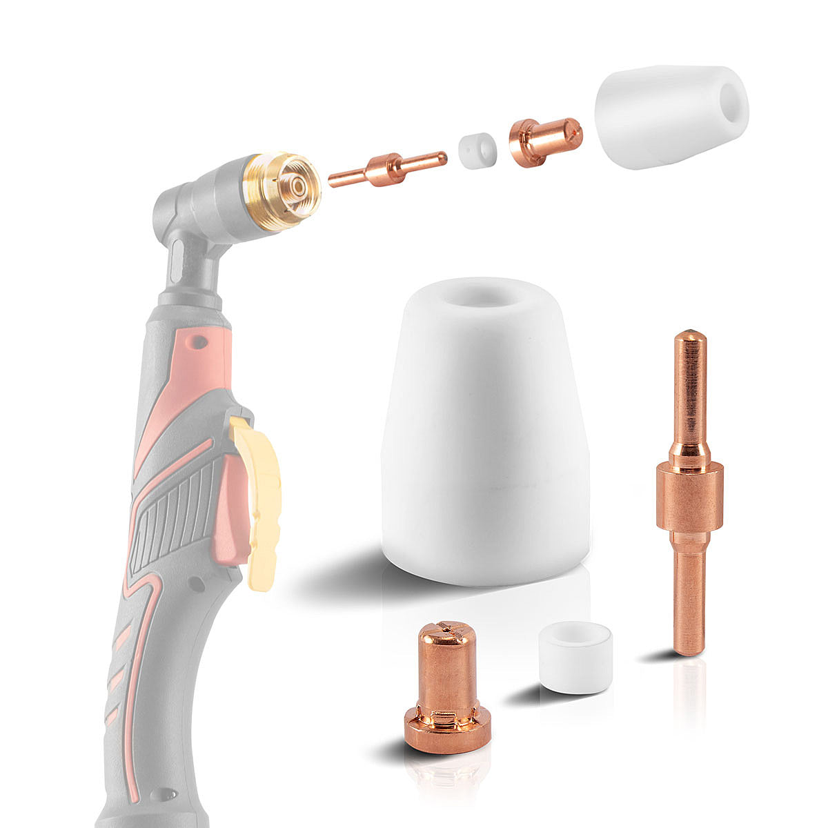 Stahlwerk PT-31 Plasma accessories set 30-part, wearing parts plasma suffs + electrodes + ceramic caps for PT-31 cut plasma cutter burner