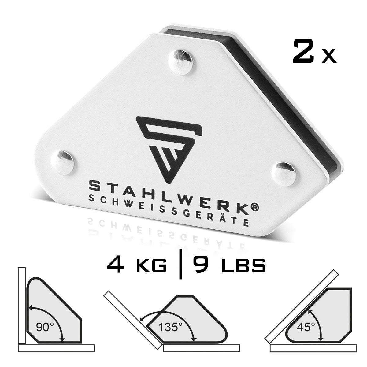 Steelworks magnetic tool set 2 × magnetic angle welding angle 4 kg / 9 LBS + mass jam