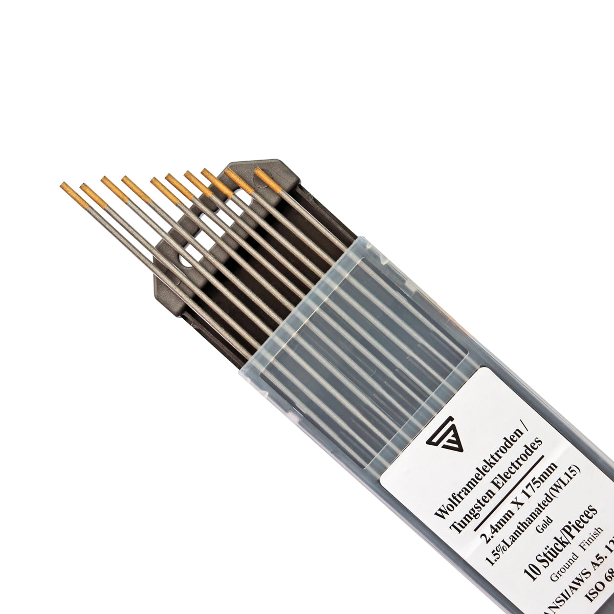 Steelworks tungsten electrodes / welding electrodes 2.4 x 175 mm WL15 gold in the practical 10 set set