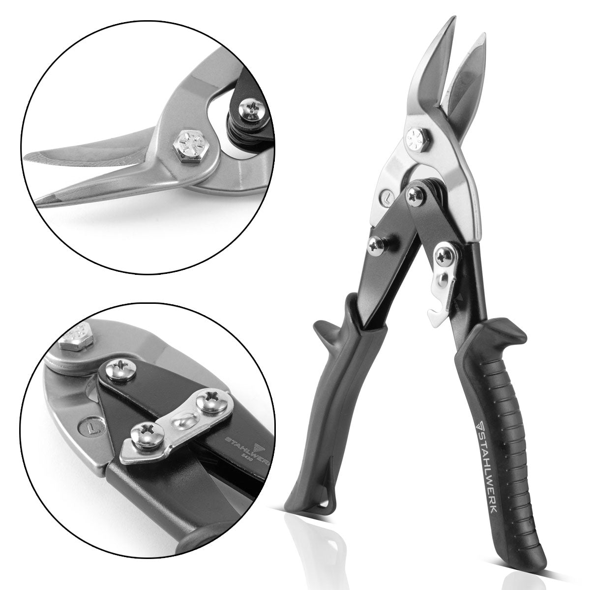 Steelworks Professional sheet scissors made of robust chrome-vanadium steel for sheets up to 1.25 mm tin thickness