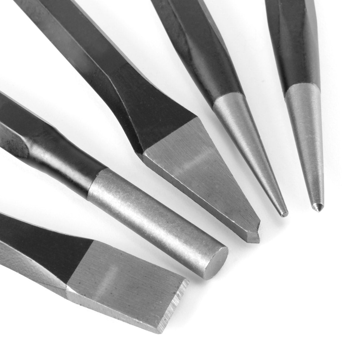 Steelworks 5-part set with grains, flat chisel, cross chisel and penetration