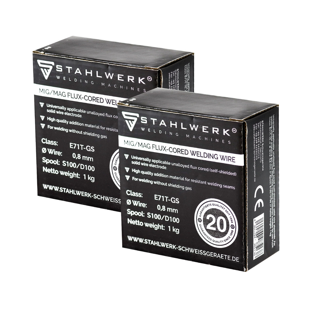 Stahlwerk mig Mag Premium welding wire-Fill wire 2 Set E71T-GS Ø 0.9 mm S100 / D100 wire roll with 1 kg / flux filling wire