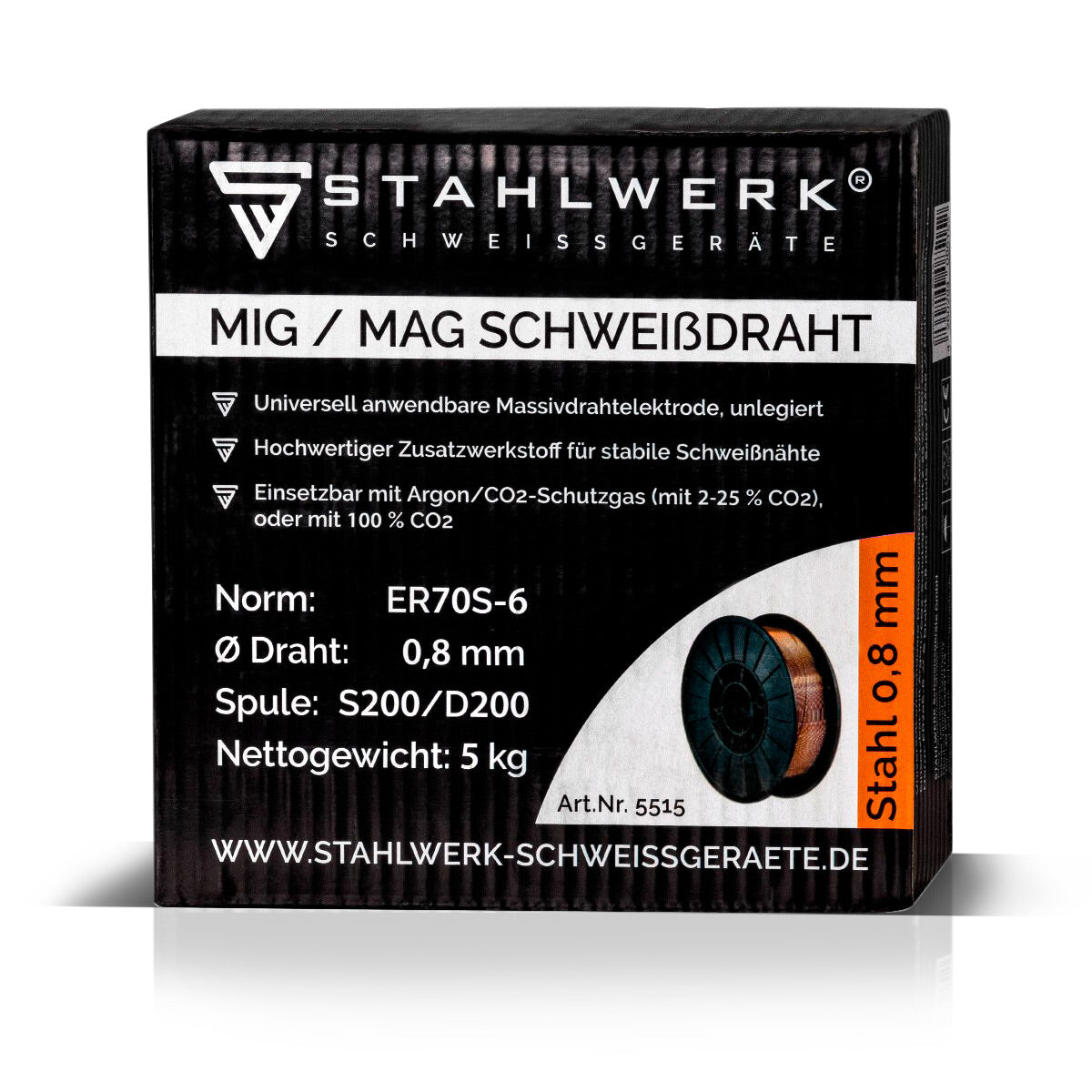 Stahlwerk mig Mag welding wire ER70S-6 SG2 Ø 0.8 mm S200/D200 wire roll 5 kg