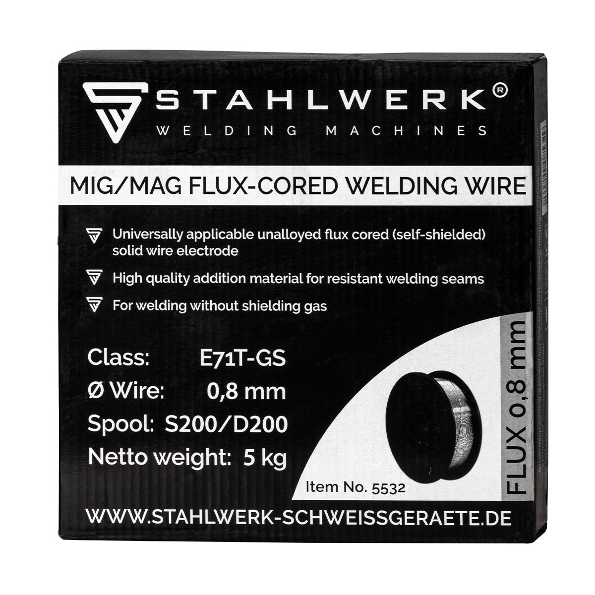 Stahlwerk MIG MAG Premium Fill wire E71T-GS Ø 0.8 mm S200/ D200 Role 5 kg