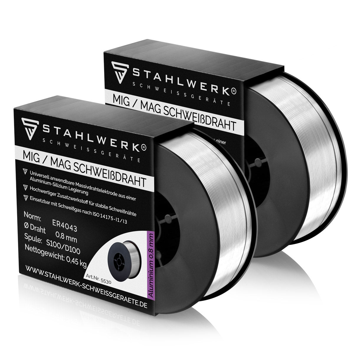 Stahlwerk mig Mag aluminum welding wire er4043 Si5 (Alsi-5) Ø 0.8 mm 0.45 kg wire roll in the 2 Set