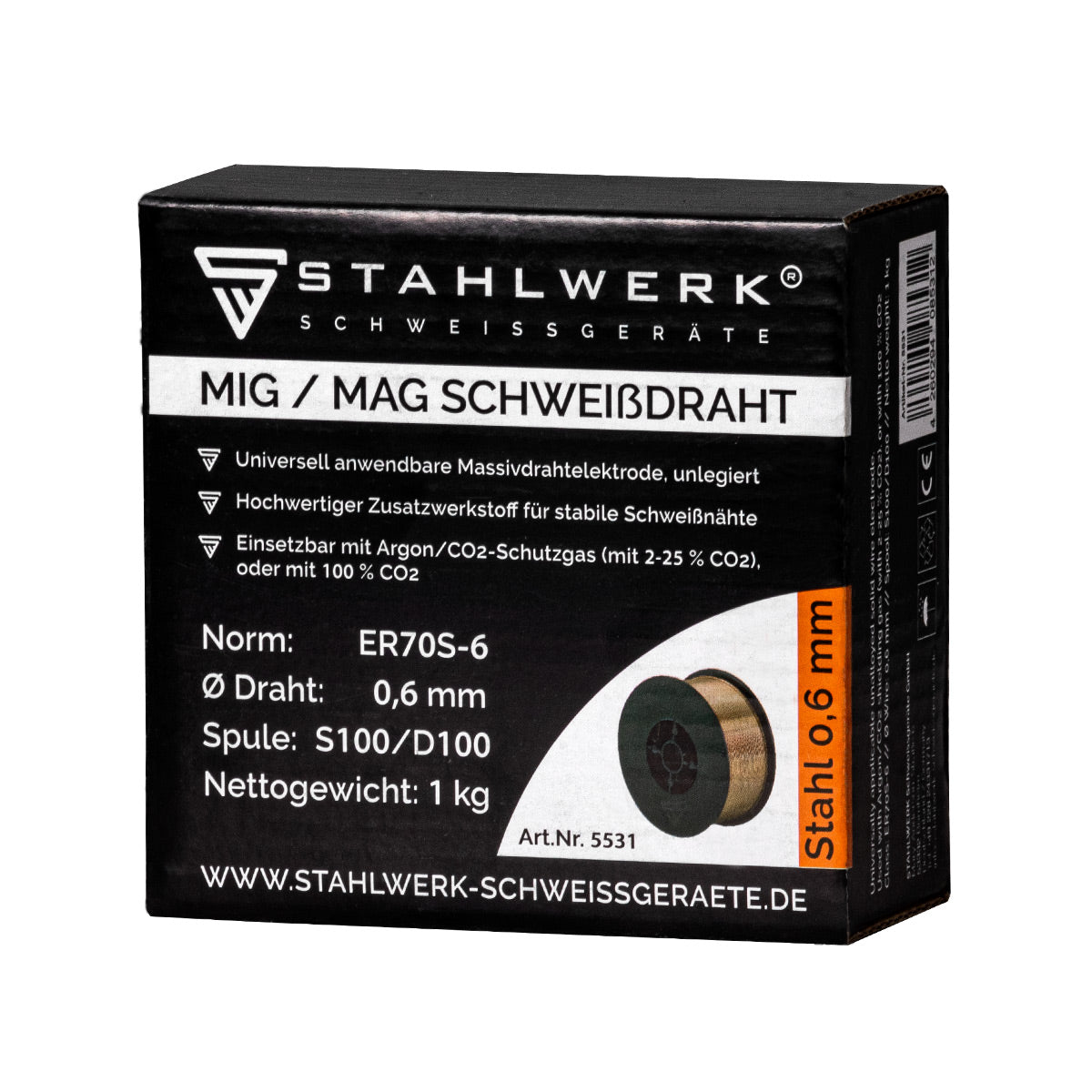 Steelworks 2 Set Mig Mag Wiss Wire ER70S-6 SG2 Ø 0.6 mm S100/D100 wire roller 1 kg