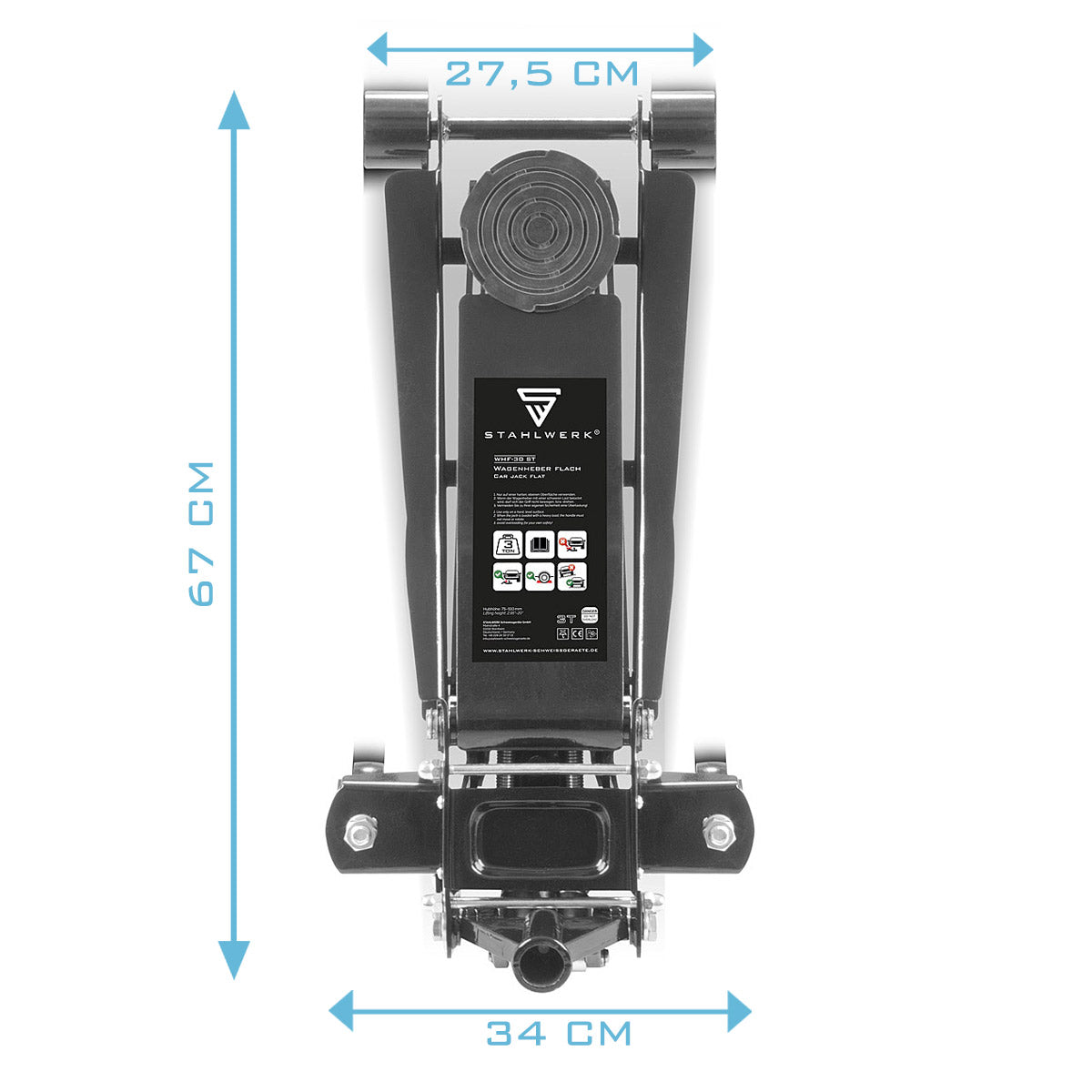 Çelik işleri hidrolik jak WHF-30 ST 3 T yük kapasitesi ve çift kaldırma piston, kaldırma alanı 75-510 mm ekstra düz kıyı araba kaldırıcı | Motorlu taşıt lastikleri için otomobil